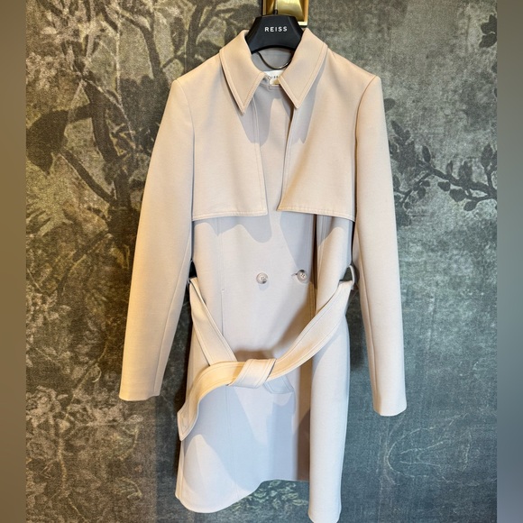 Reiss Jackets & Blazers - Reiss Pale Beige Double-Breasted Trench Coat with Belt